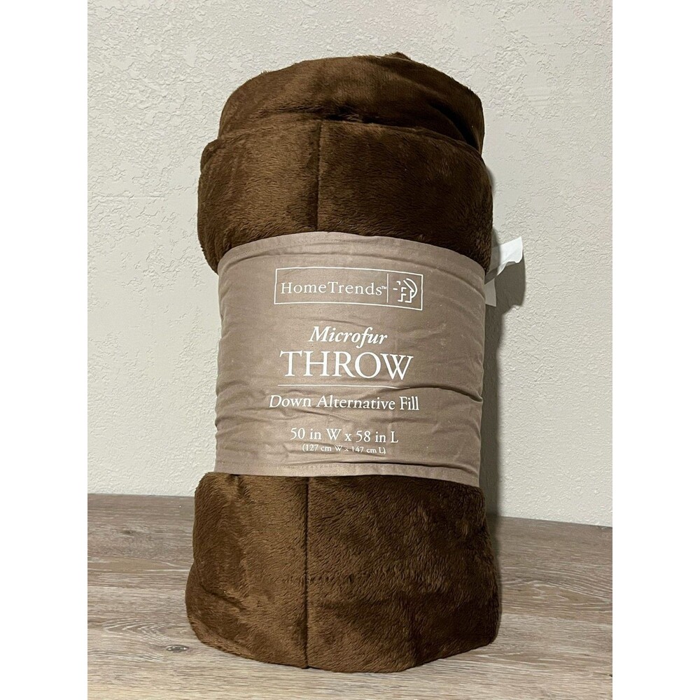 HomeTrends Microfur Brown Microfiber Blanket 50"x58" Soft Down Alternative...